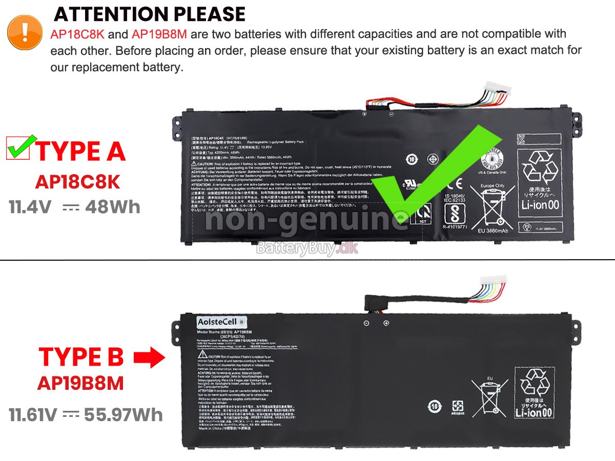 Acer Aspire 3 A315-44P-R6J8 udskiftningsbatteri