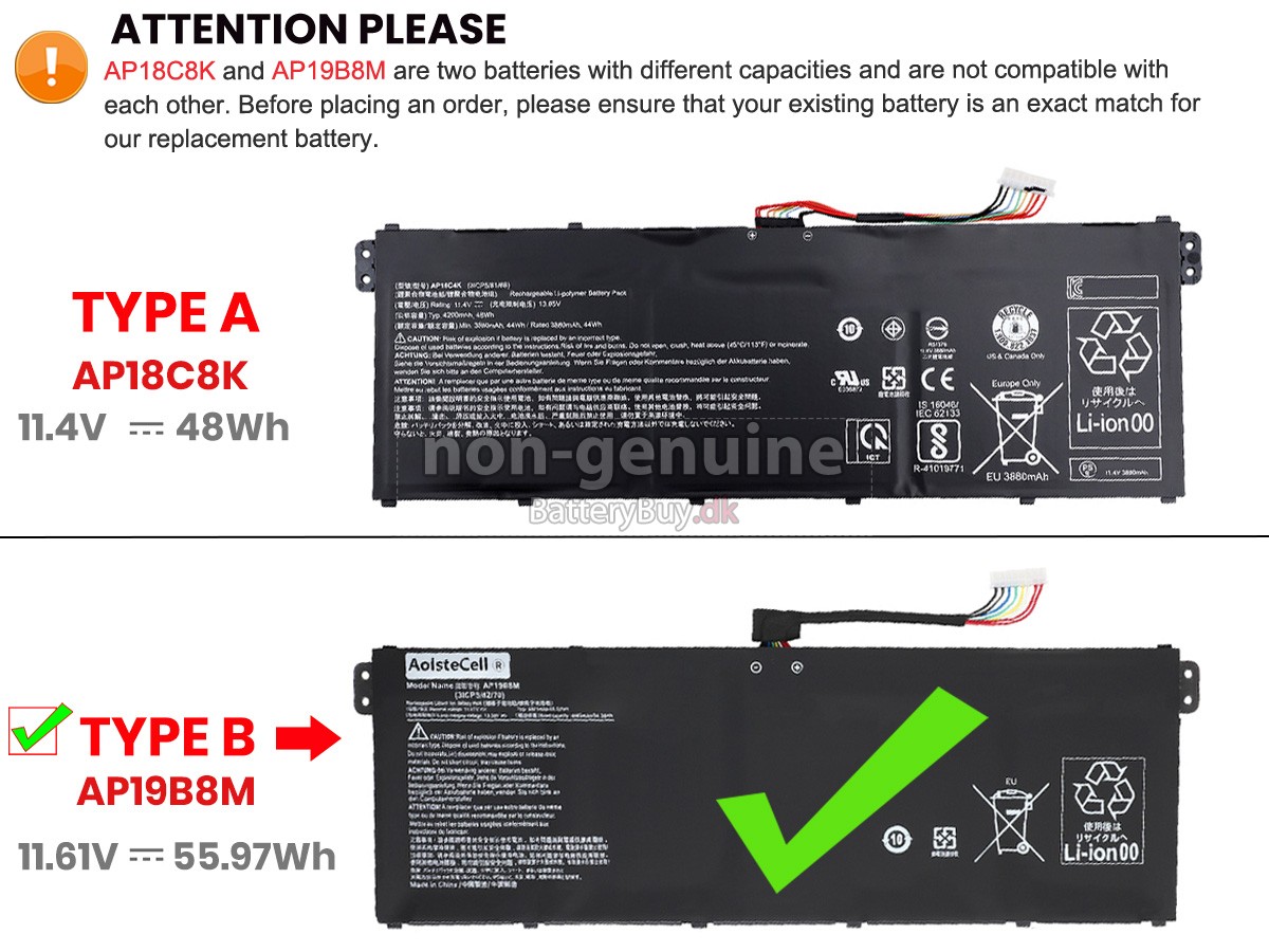 Acer Aspire 3 A315-44P-R6J8 udskiftningsbatteri