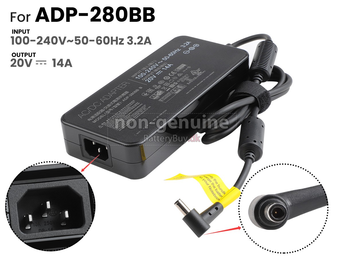 Adapter til Asus 20V 14A 280W 6.0*3.5MM
