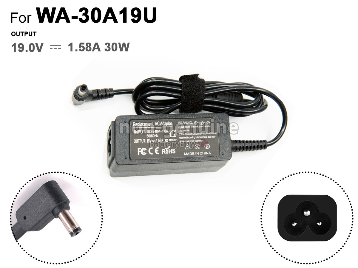 Adapter til Dell 30W 19V-1.58A 100-240V~1.6A 50/60HZ