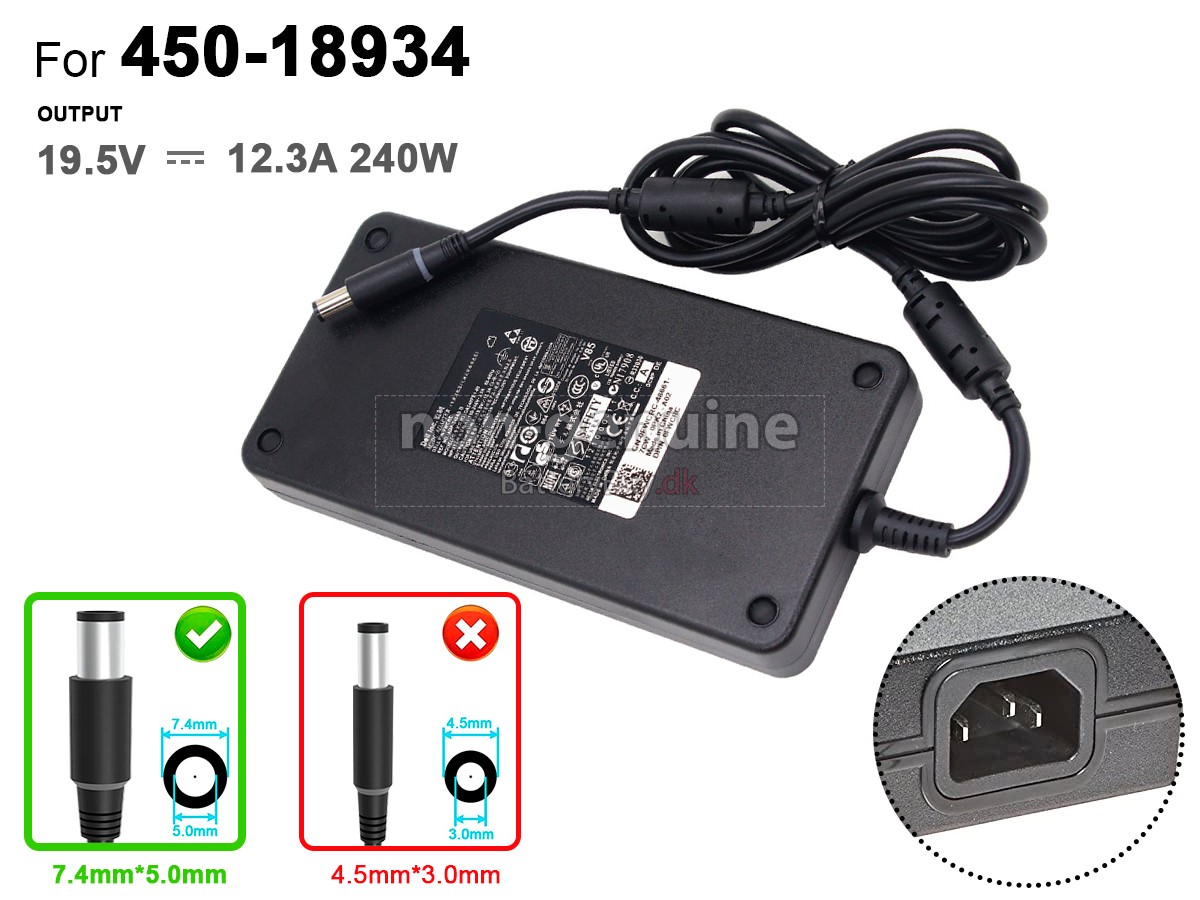 Adapter til Dell 240W 19.5V-12.3A 100-240V~3.5A 50/60HZ