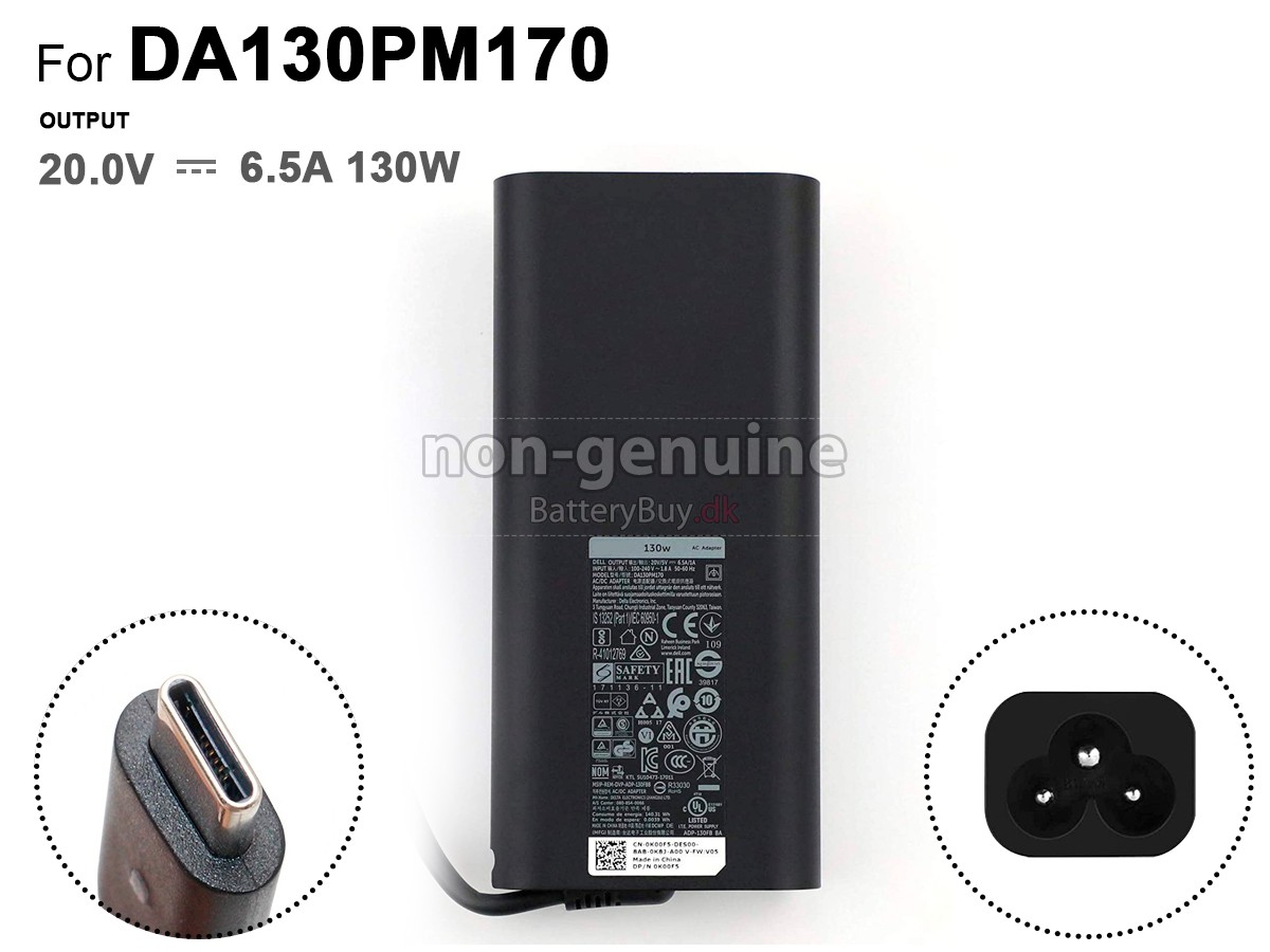 Adapter til Dell 130W 20V-6.5A 100-240V~1.2A 50/60HZ