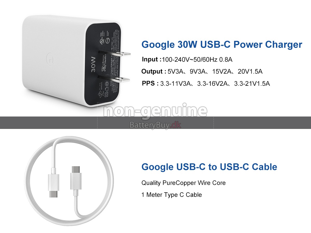 Adapter til Google 30W 5V-3A USB-C CHARGER