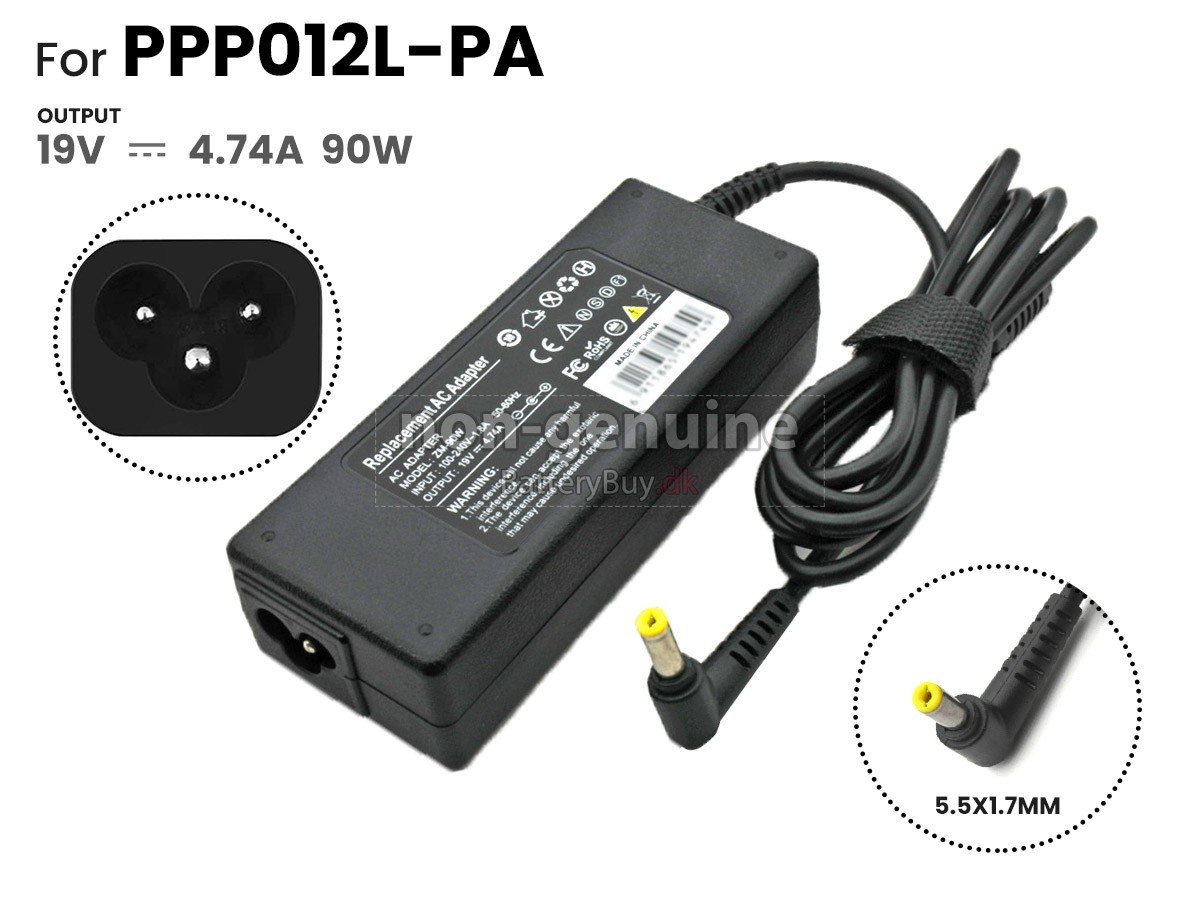 Adapter til HP 90W 19V-4.74A 100-240V~1.8A 50/60HZ 5.5*1.7MM