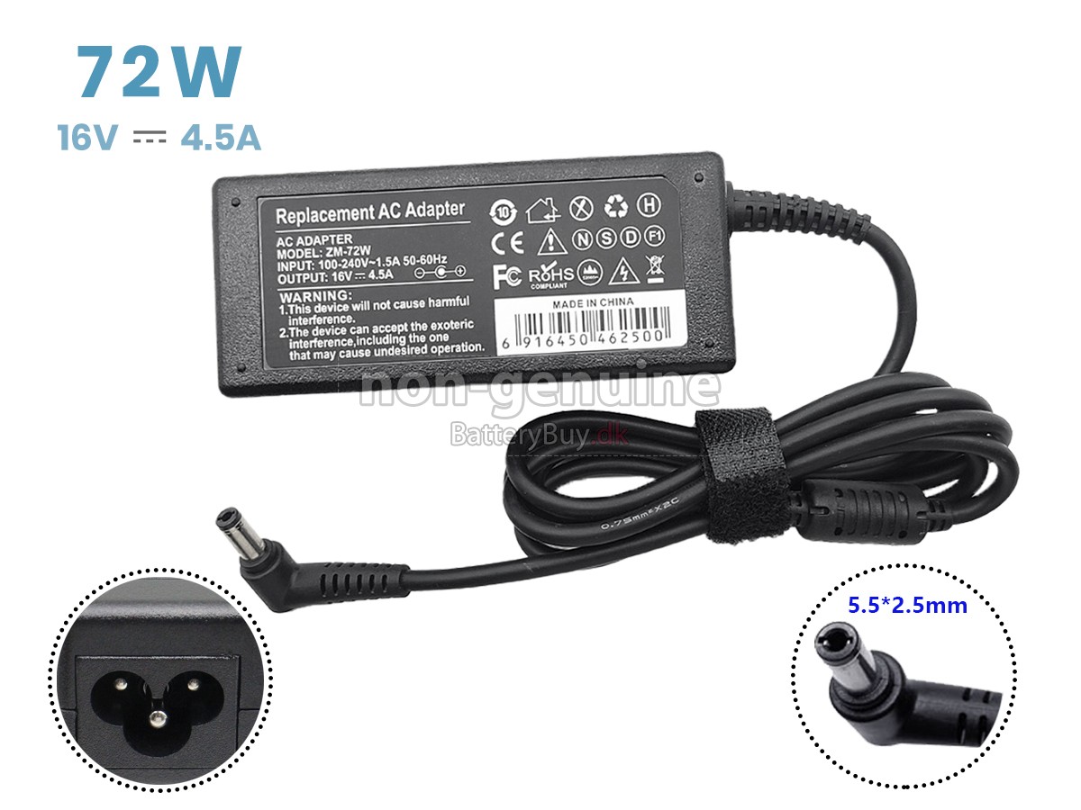 Adapter til Lenovo 16V 4.5A 72W 5.5*2.5MM