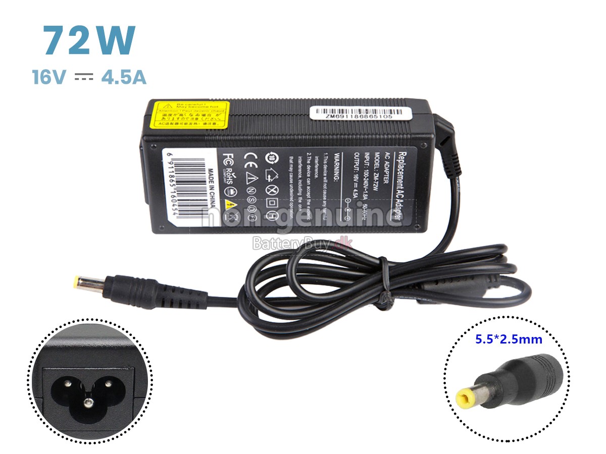 Adapter til Lenovo 16V 4.5A 72W 5.5*2.5MM