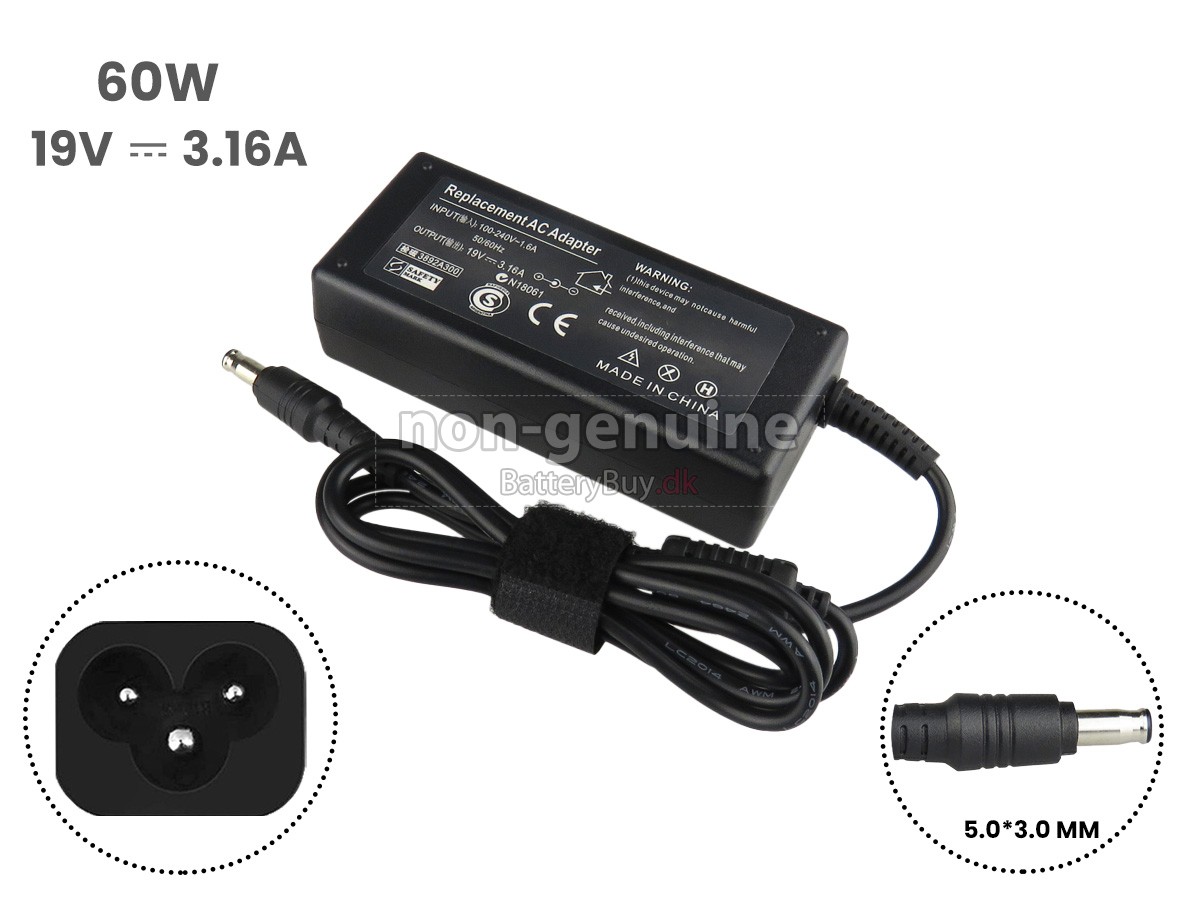 Adapter til Samsung 19V 3.16A 60W 5.0*3.0MM