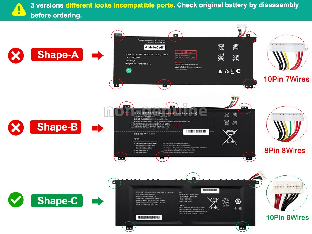 AolsteCell U4382120PV-2S1P udskiftningsbatteri
