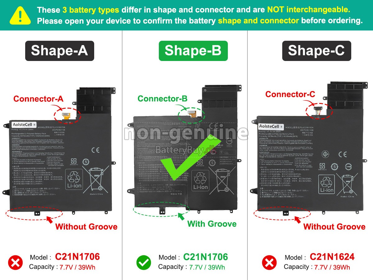 Asus C21N1624(2ICP3/82/138) udskiftningsbatteri