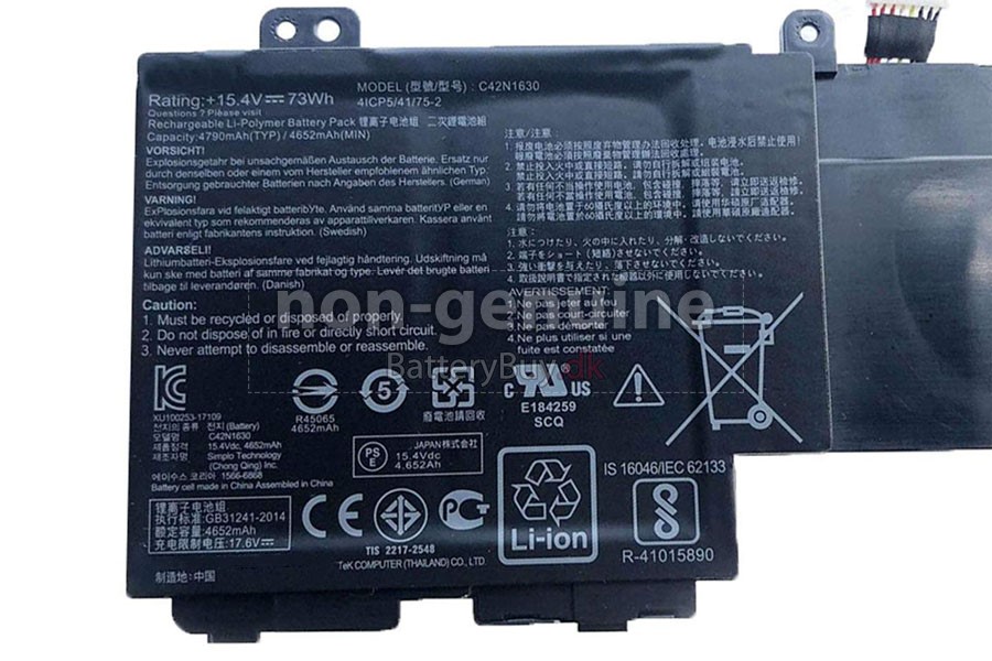 Asus ZenBook UX550VE laptop udskiftningsbatteri
