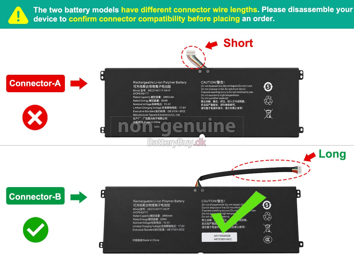 Hasee AEC5140117-4S1P udskiftningsbatteri