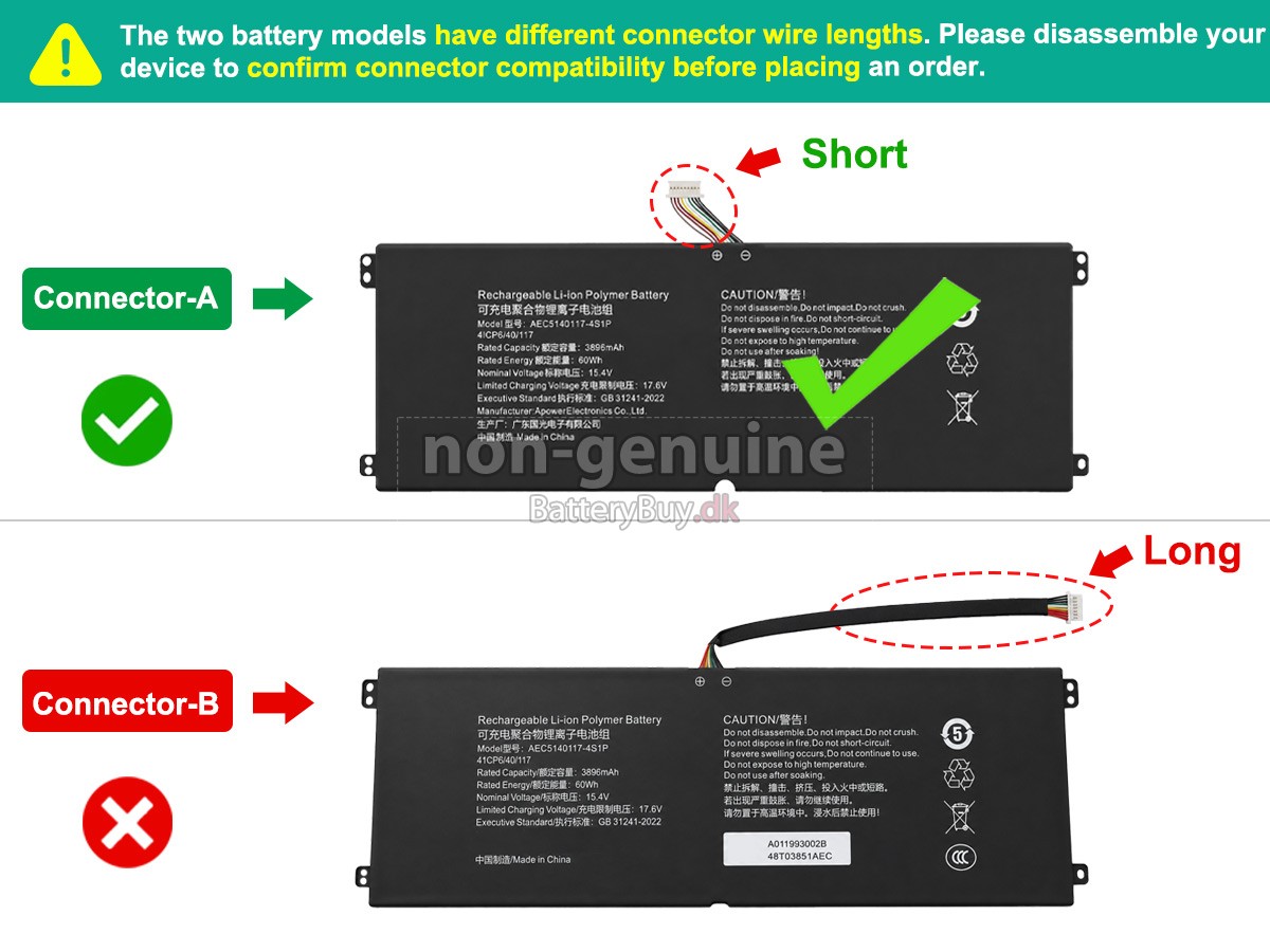 Hasee AEC5140117-4S1P udskiftningsbatteri