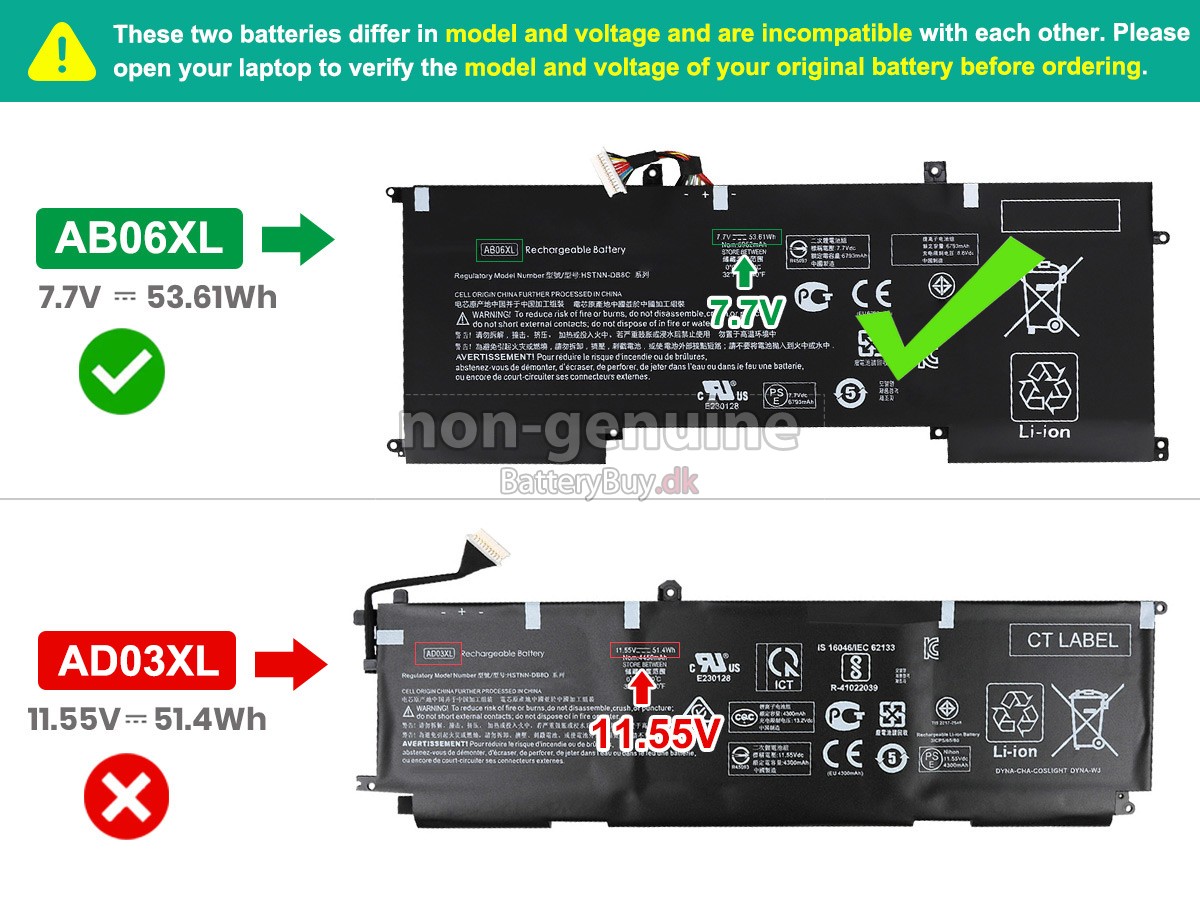 HP Envy 13-AD053TX udskiftningsbatteri