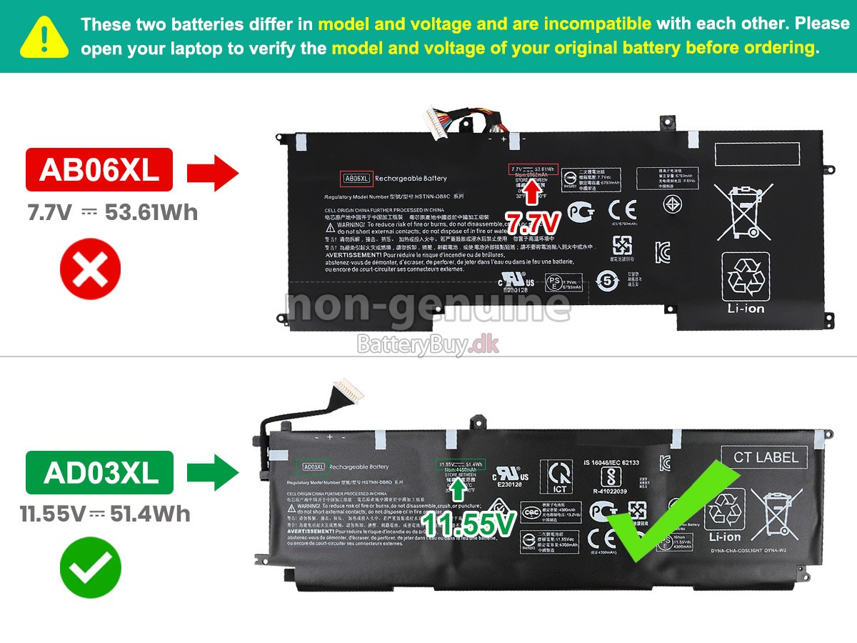 HP Envy 13-AD053TX udskiftningsbatteri