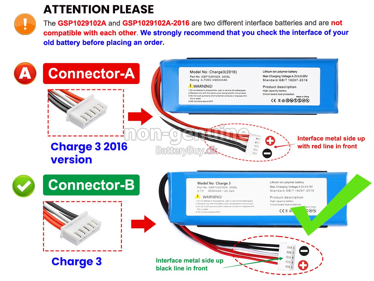 JBL GSP1029102A-2016 udskiftningsbatteri