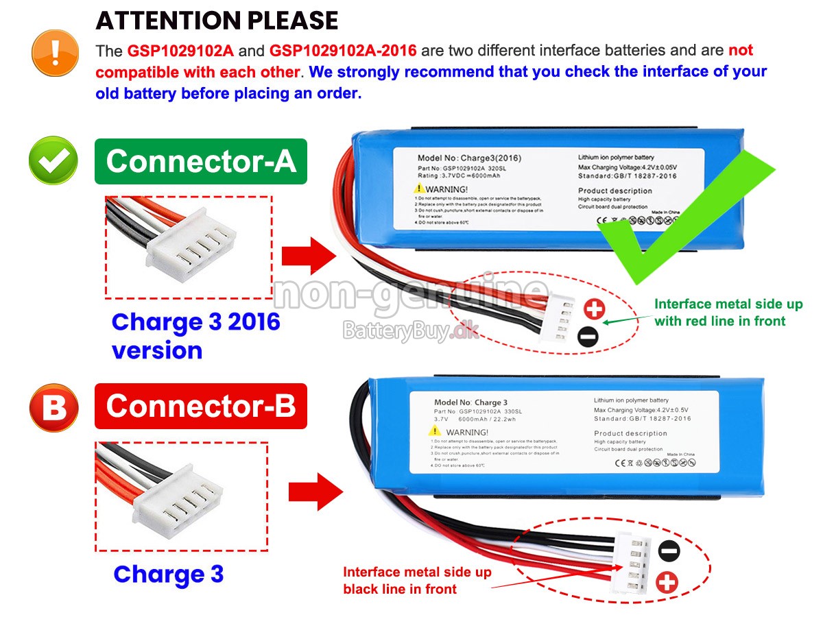 JBL GSP1029102A-2016 udskiftningsbatteri