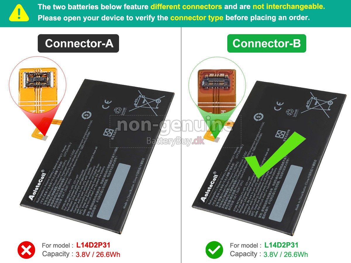 Lenovo TAB 2 A10-30 udskiftningsbatteri