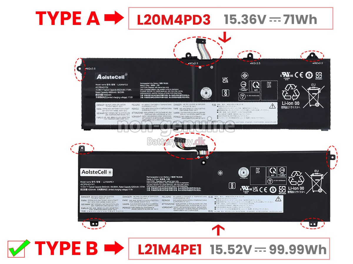 Lenovo YOGA 7 16IAH7-82UF0013FR udskiftningsbatteri