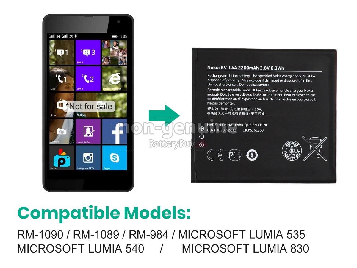 Nokia RM-984 udskiftningsbatteri