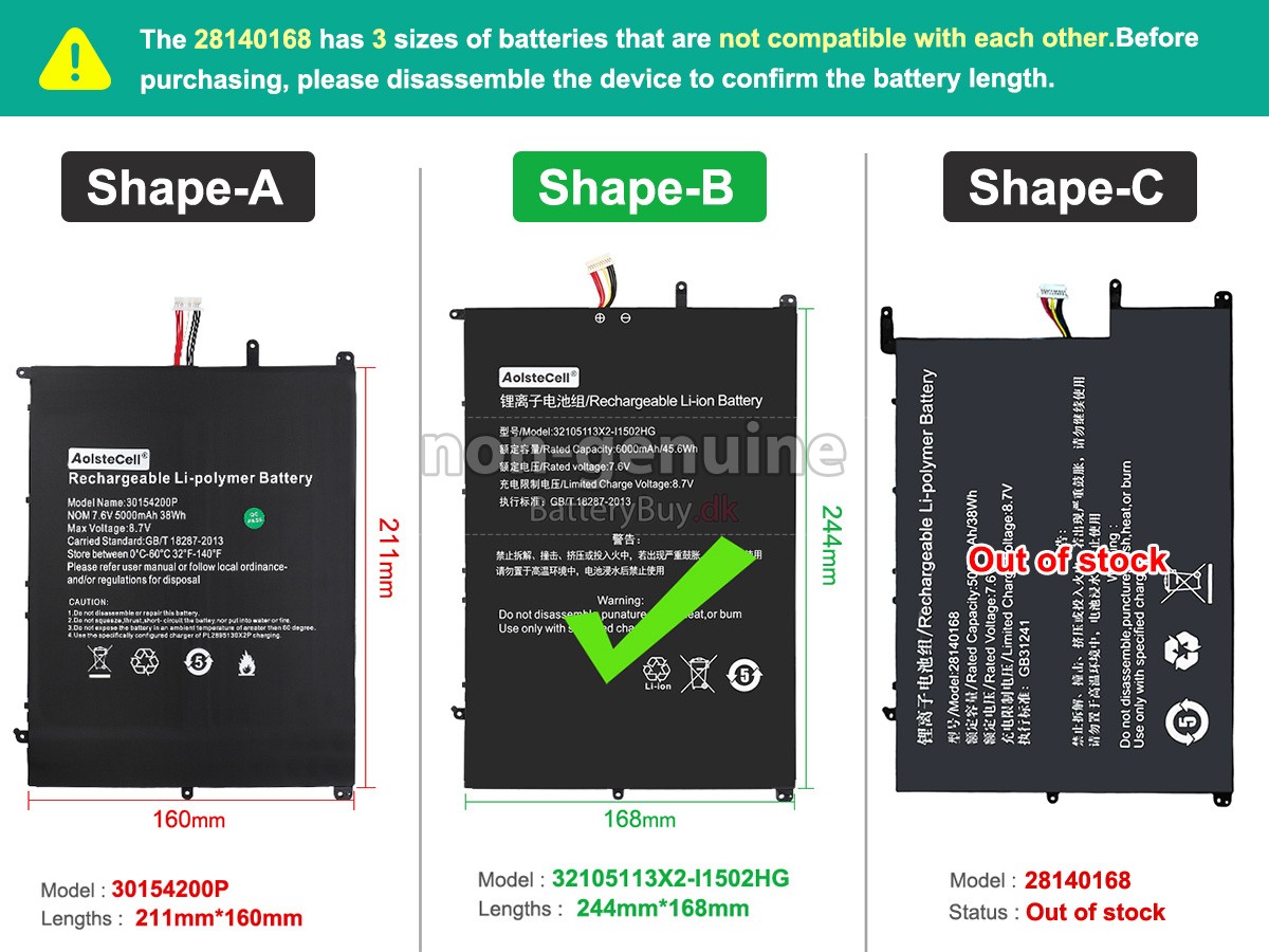 Teclast 28140168 udskiftningsbatteri