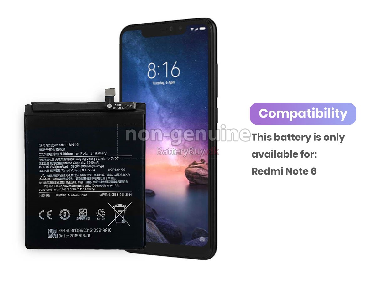 XiaoMi REDMI NOTE 6 udskiftningsbatteri